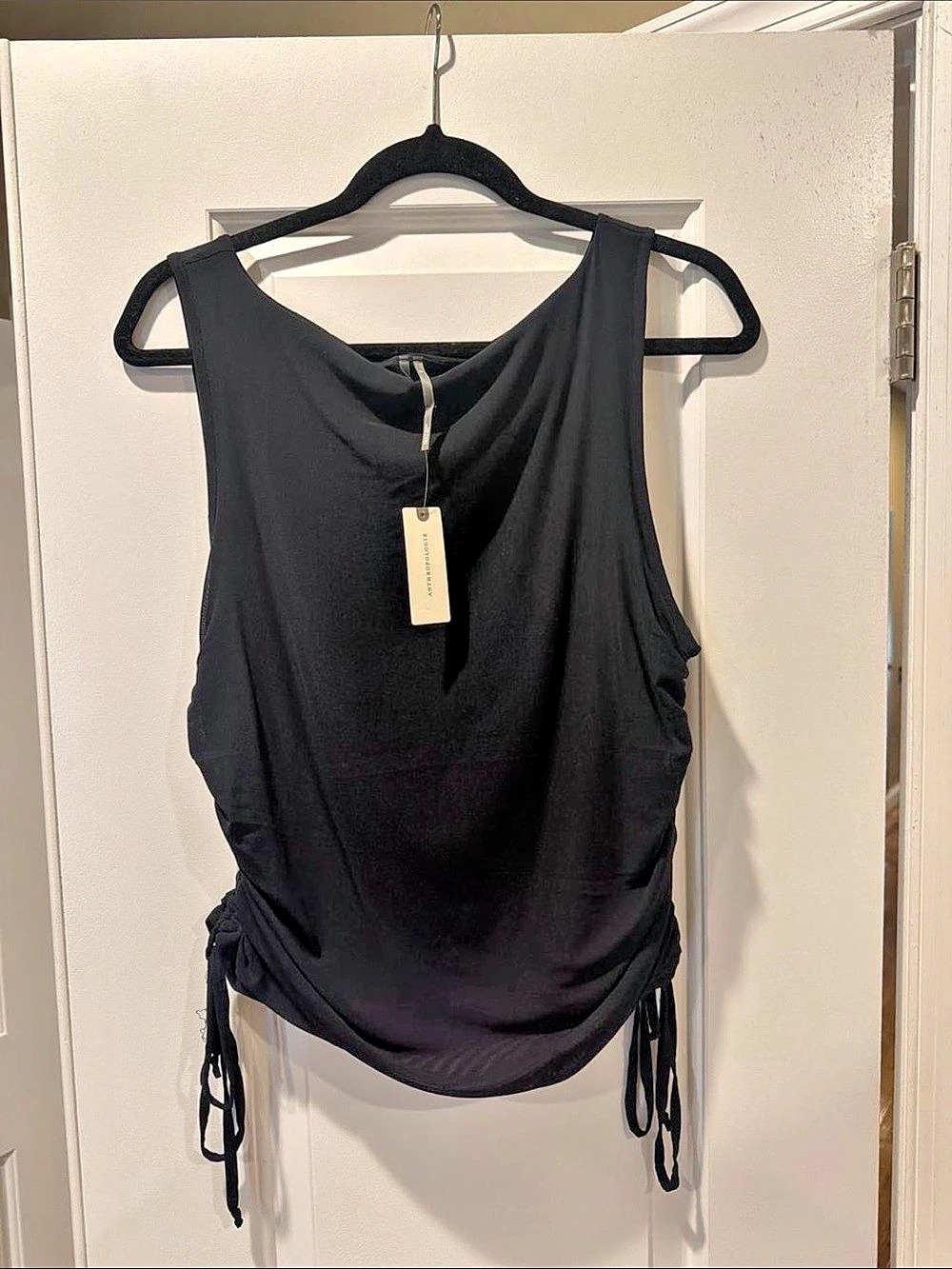 Anthropologie ruched mesh Tank Black